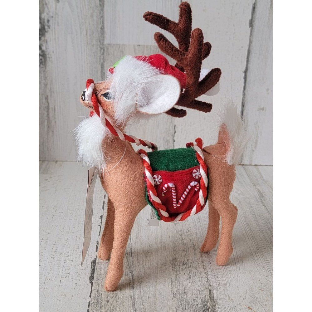 Annalee 9" Peppermint Reindeer 2007 Xmas figure candy cane
